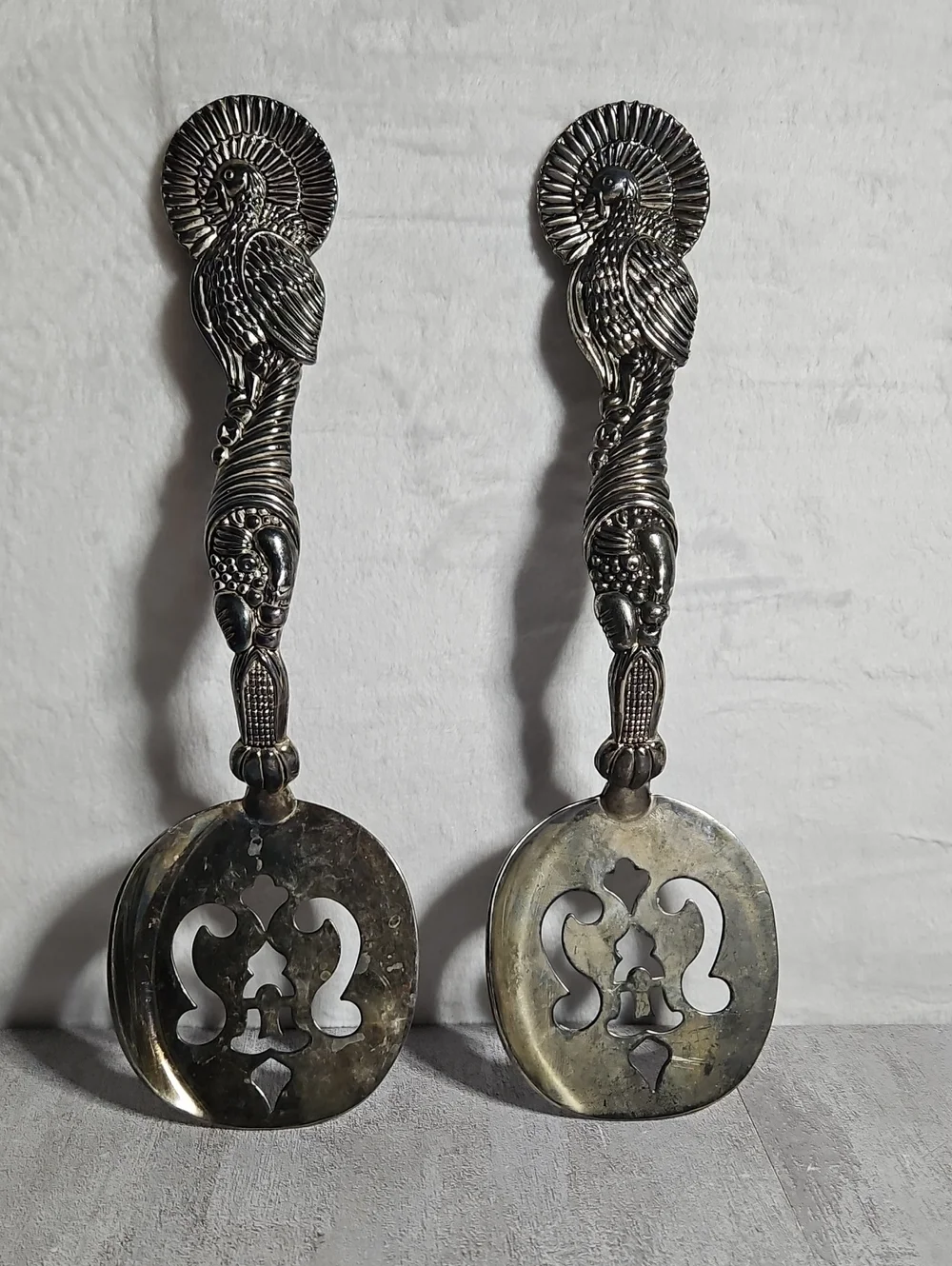 2 Godinger Silver-Plated Turkey Cornucopia Serving Spoons